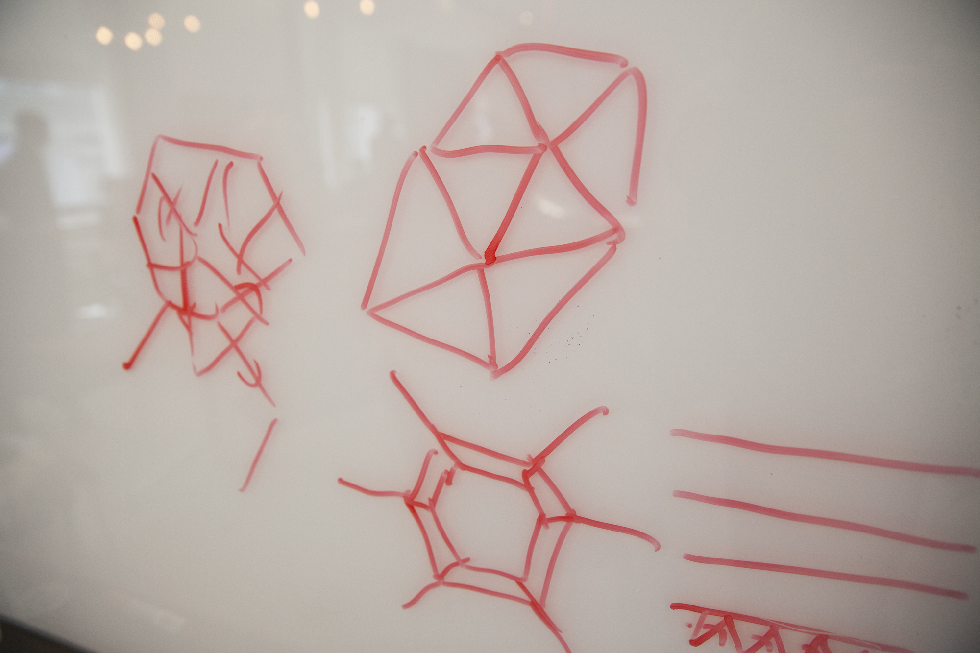 Whiteboard drawings of geometric shapes
