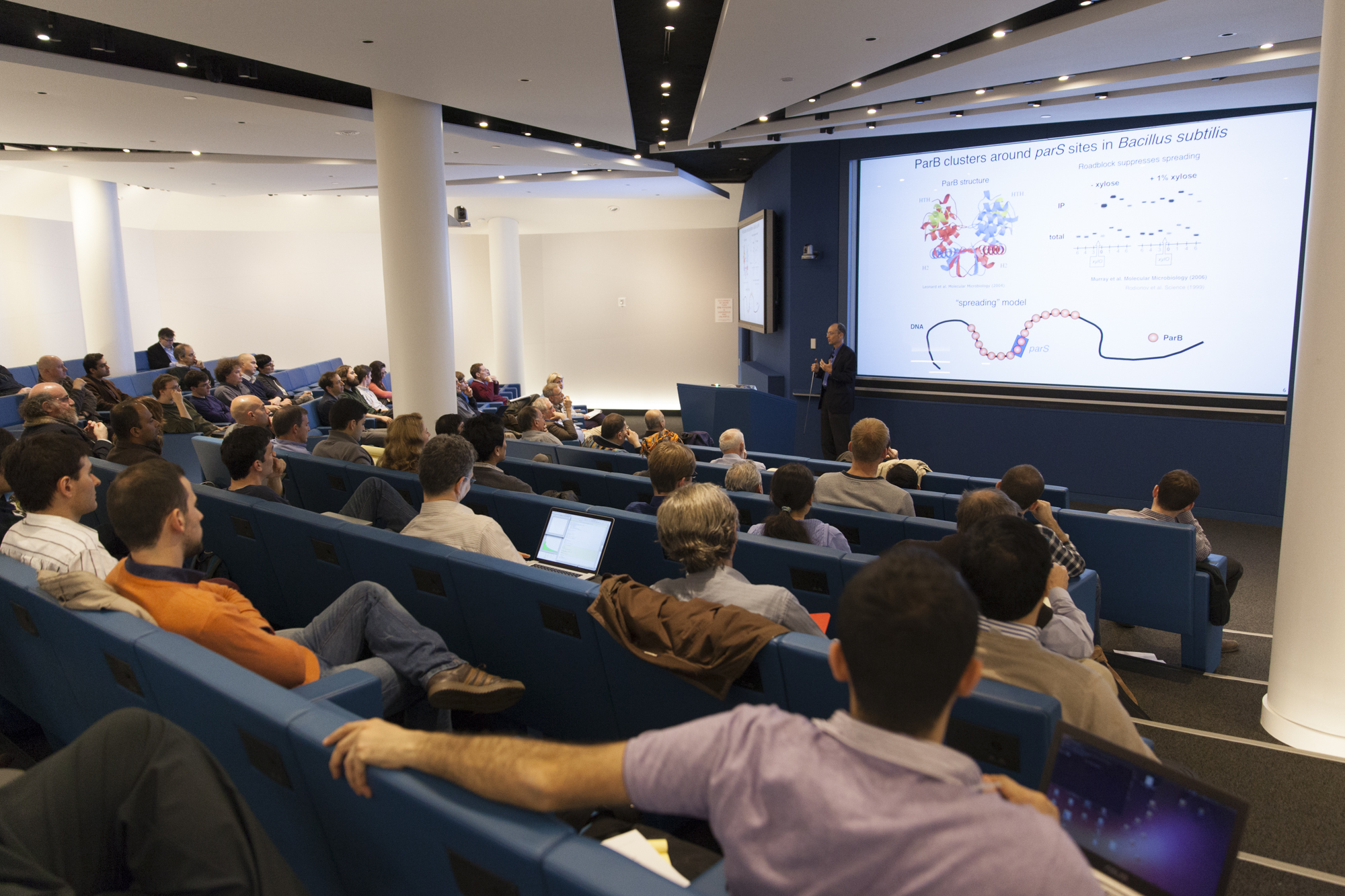 Lecture hall of people watching a lecturer