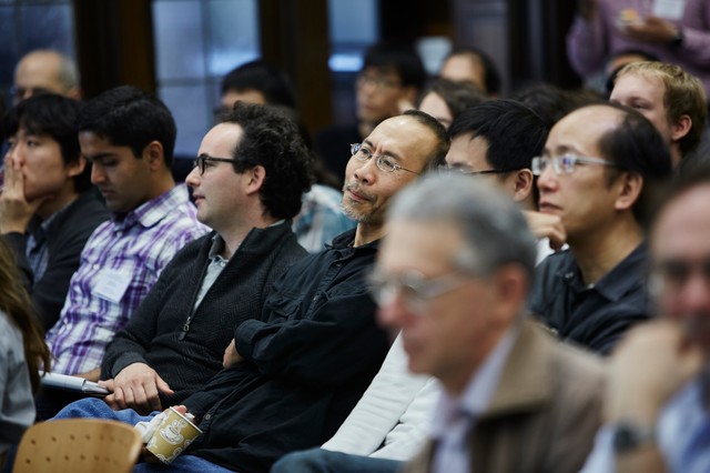 Lecture room of people looking forward