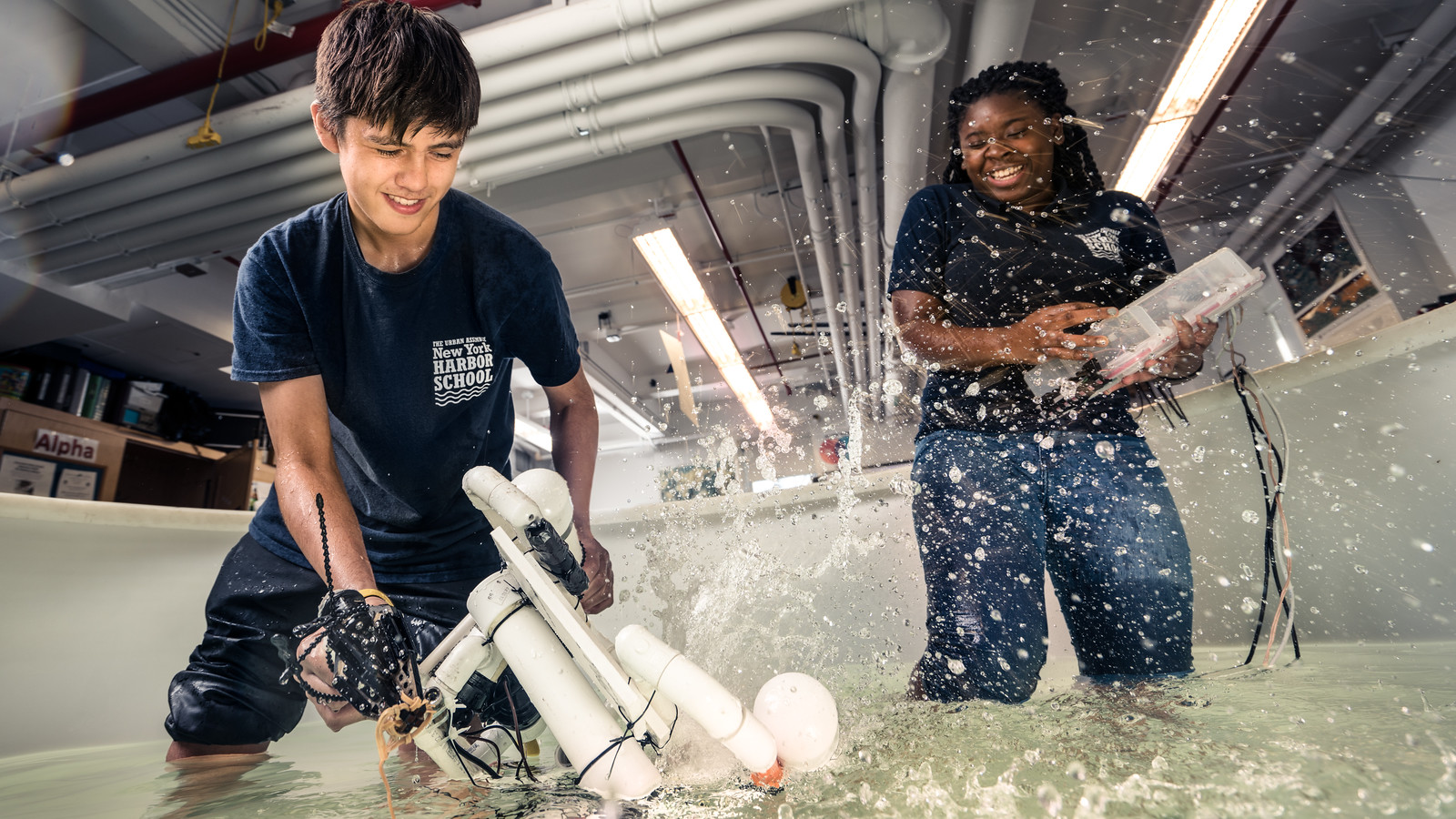 Students experimenting with new technology for the Billion Oyster Project