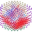 Colorful network filled with yellow, purple, red, green and blue dots