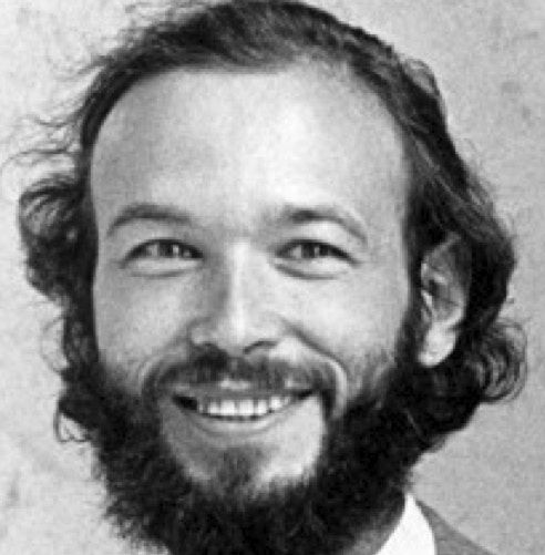 Grayscale portrait photo of Pierre Deligne