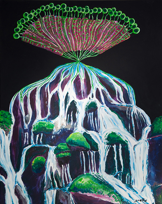 Artwork of a multilayer waterfall