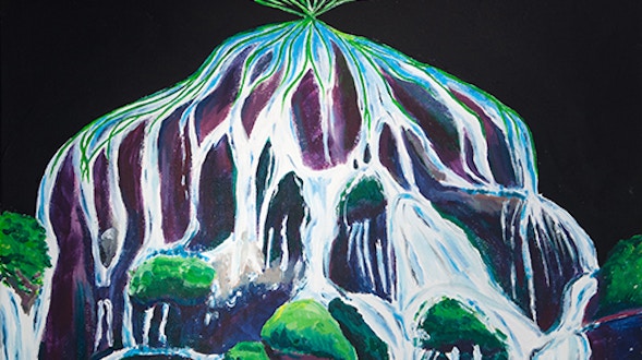 Artwork of a multilayer waterfall