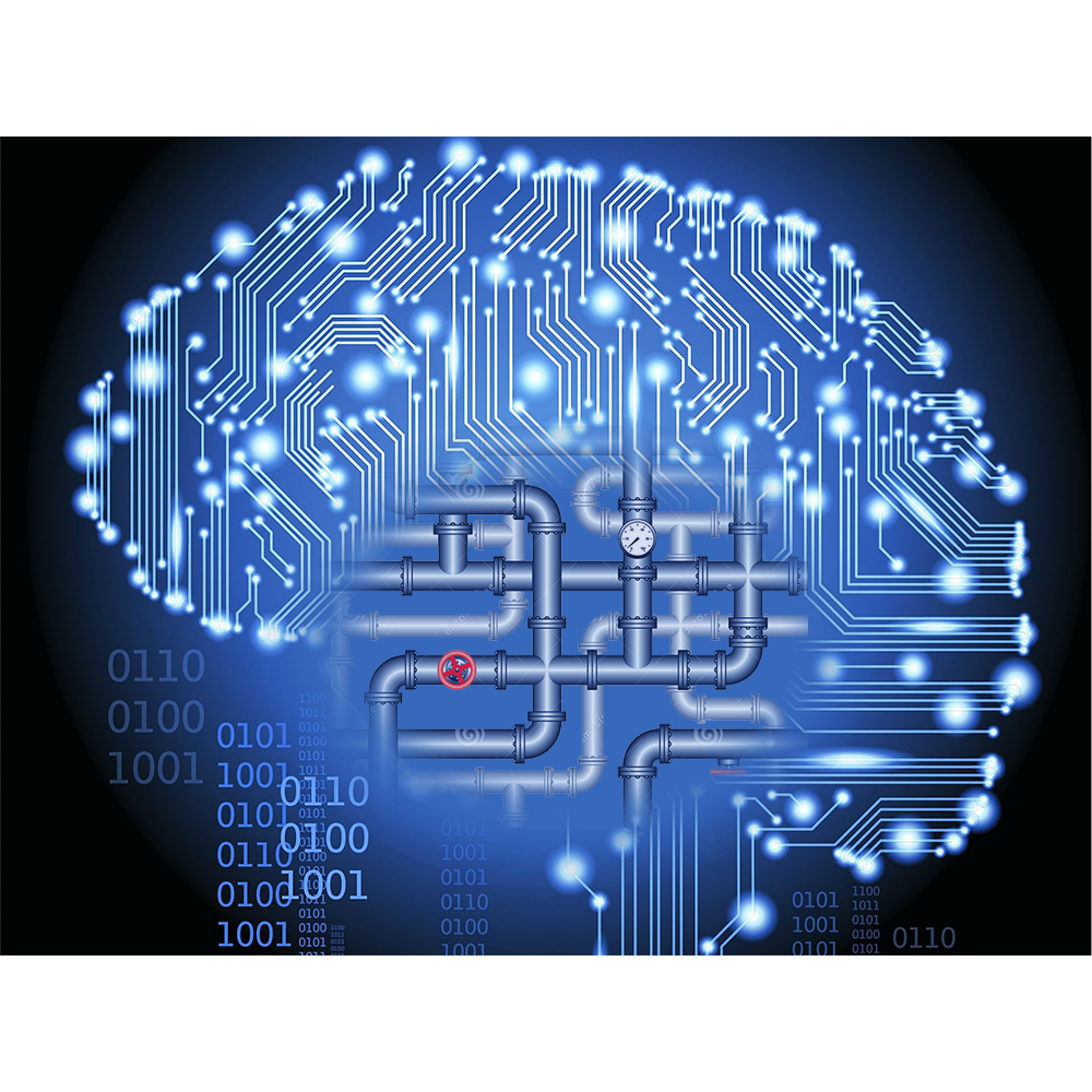 Digital image of neon diagram as brain