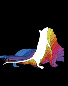 Illustration of animal with multiple rainbow outline shadows behind it