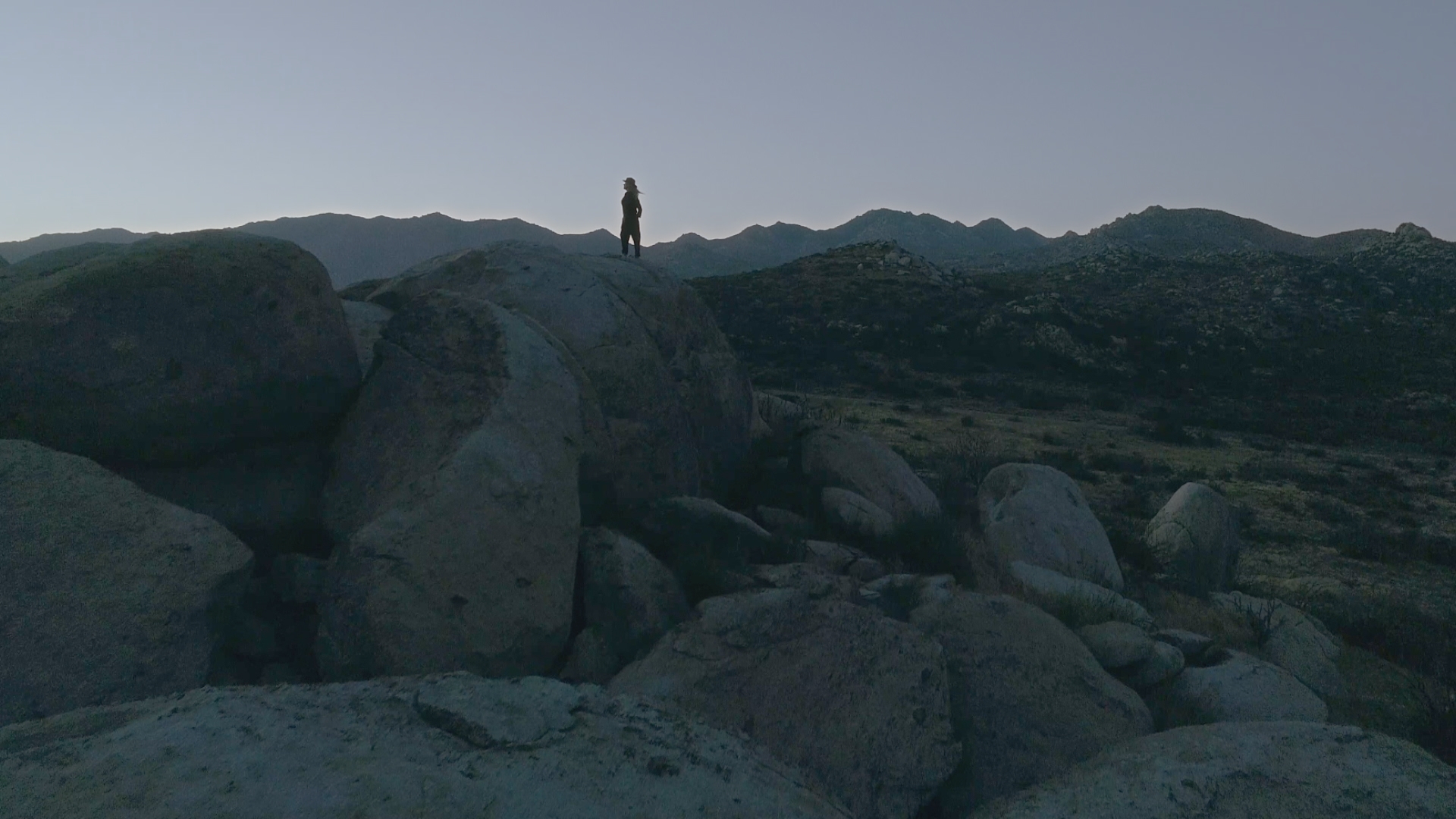 Anza Borrego Desert with person silhouetted by sky