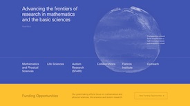 Simons Foundation homepage, with the main title: 