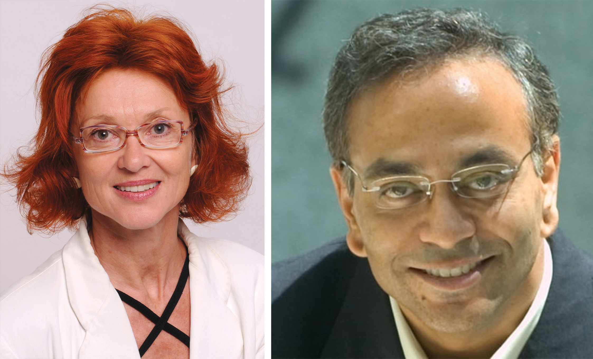 Portrait photos of Dagmar Sternad and Pawan Sinha