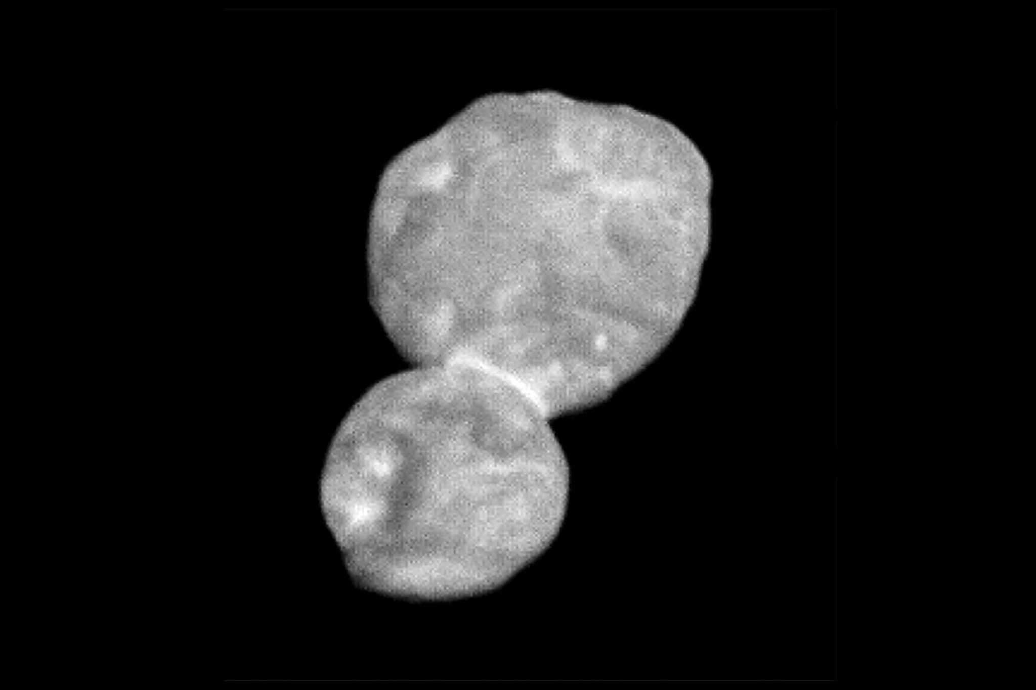 The most detailed image so far (Jan. 2019) of Ultima Thule – a Kuiper Belt object, some 4 billion miles from our sun. Taken via the spacecraft New Horizons