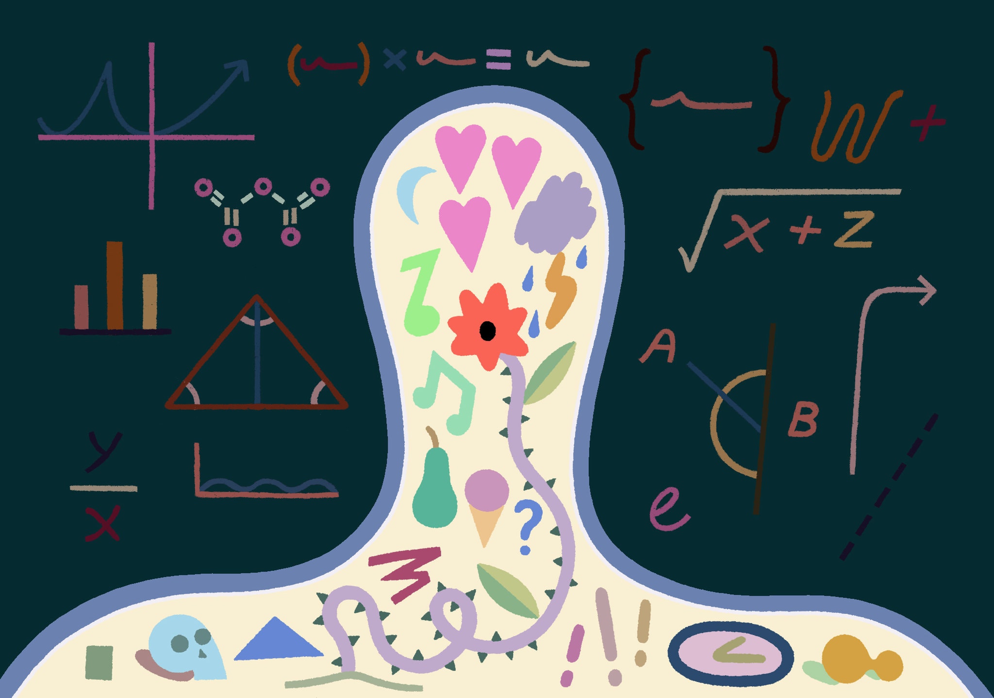 abstract image person silhouette and math symbols