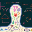 abstract image person silhouette and math symbols