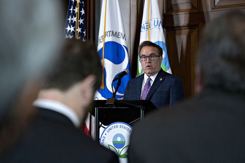 EPA administrator Andrew Wheeler at lectern