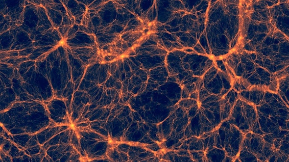 orange web on black - dark matter web of the universe