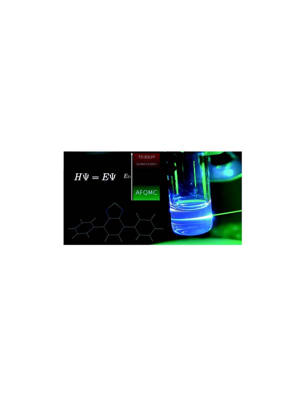 A picture of an equation with complex symbols, a vertical chart, and a hexagonal structure overlaid on a photograph showing glass test tubes bathed in a greenish light.