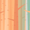 A digital illustration of abstracted forest of trees.