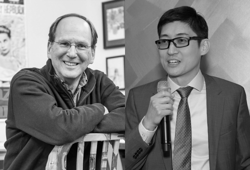 Portraits of Steven Strogatz, Ph.D. and Thomas Lin.
