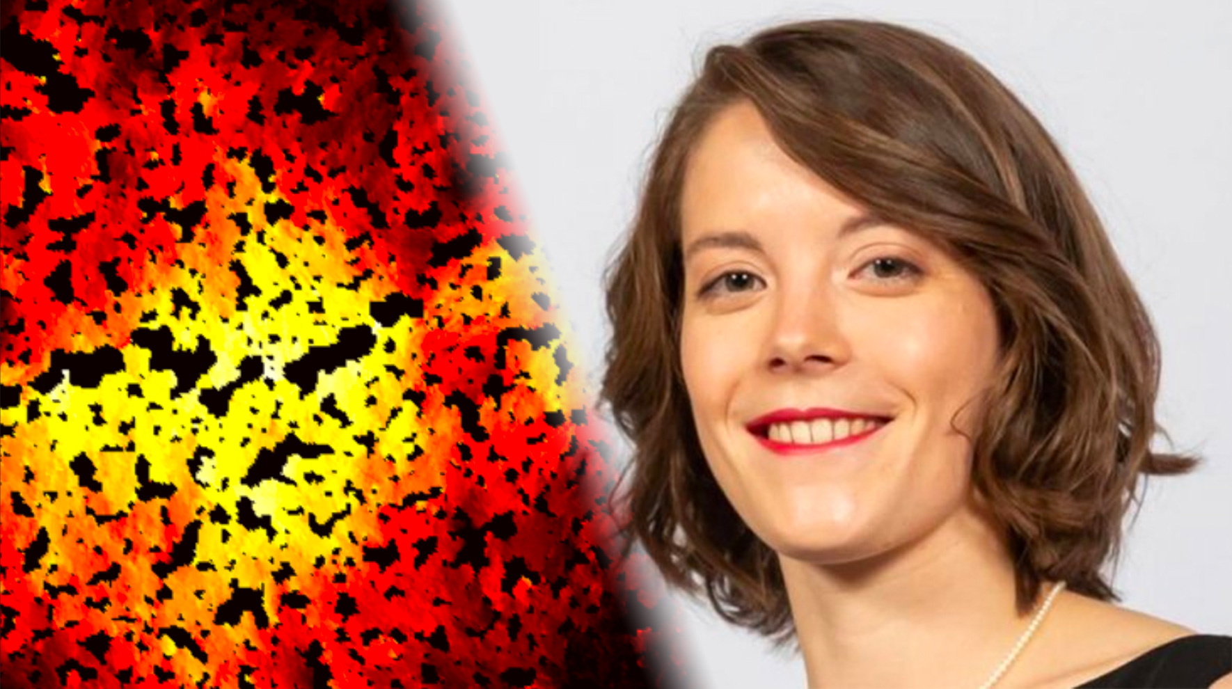 A portrait photo of Camille Scalliet juxtaposed next to a infrared photograph.