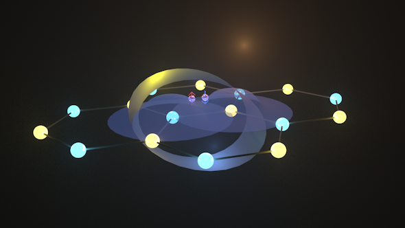 Illustration of graphene, pairing electrons and a Möbius ring.