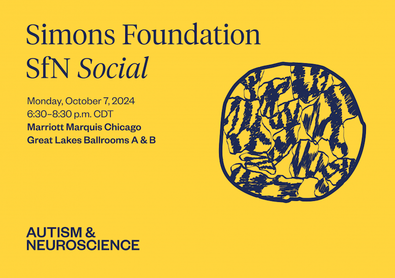 Card depicting an abstract image and information about the SfN social event.