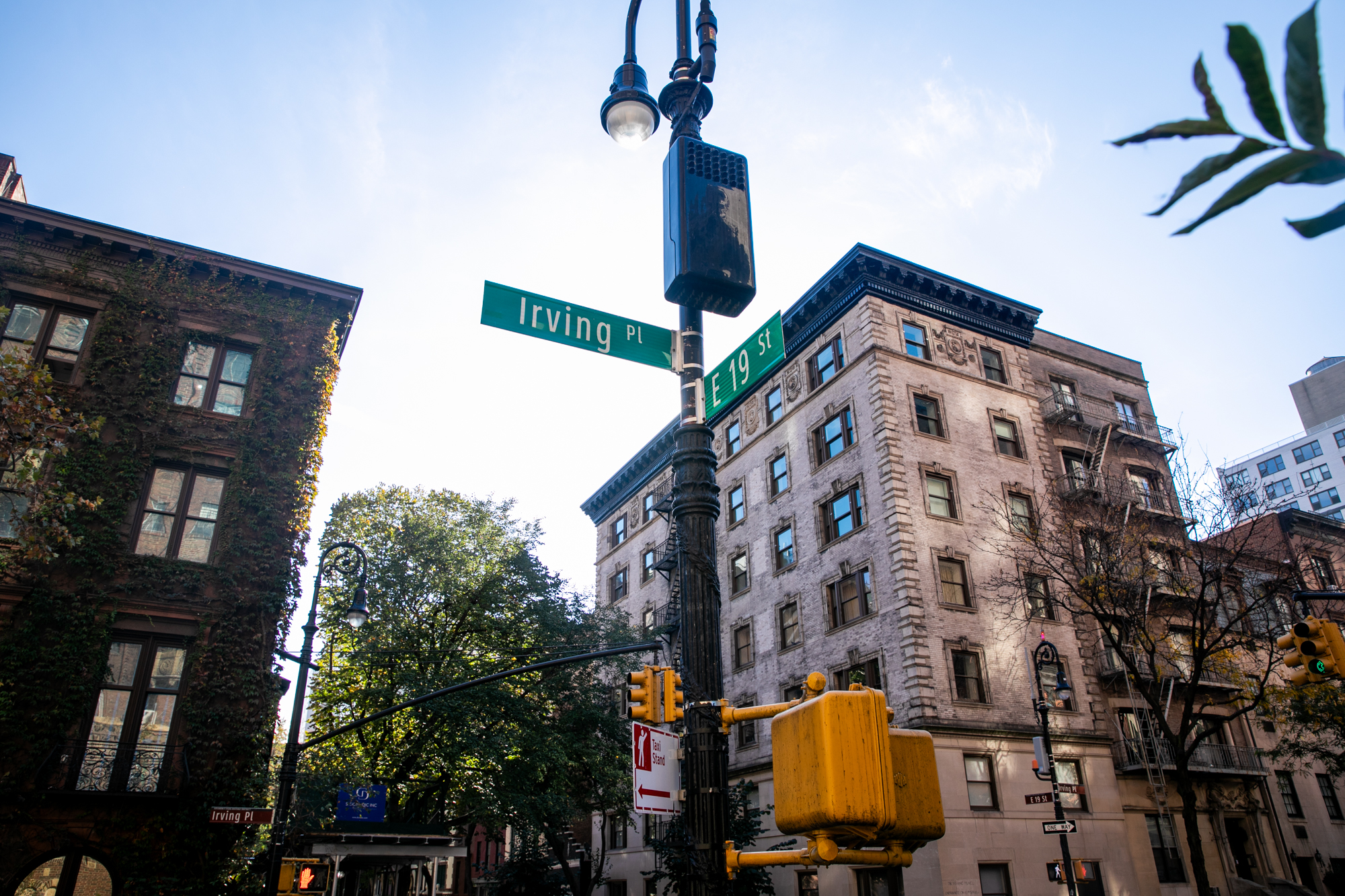 Irving and 19th street signs in a new york city neighborhood