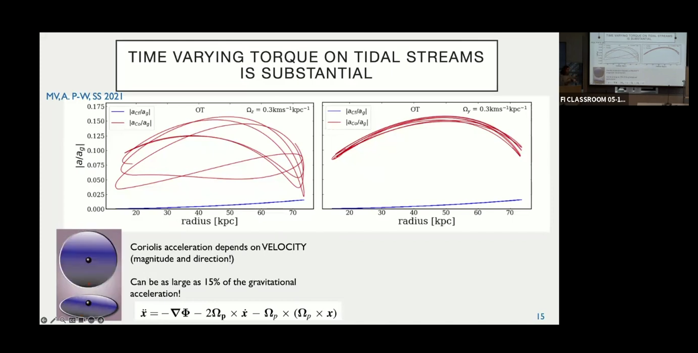 Monica Valluri, astrophysicist giving a lecture in front of a power point presentation with stars