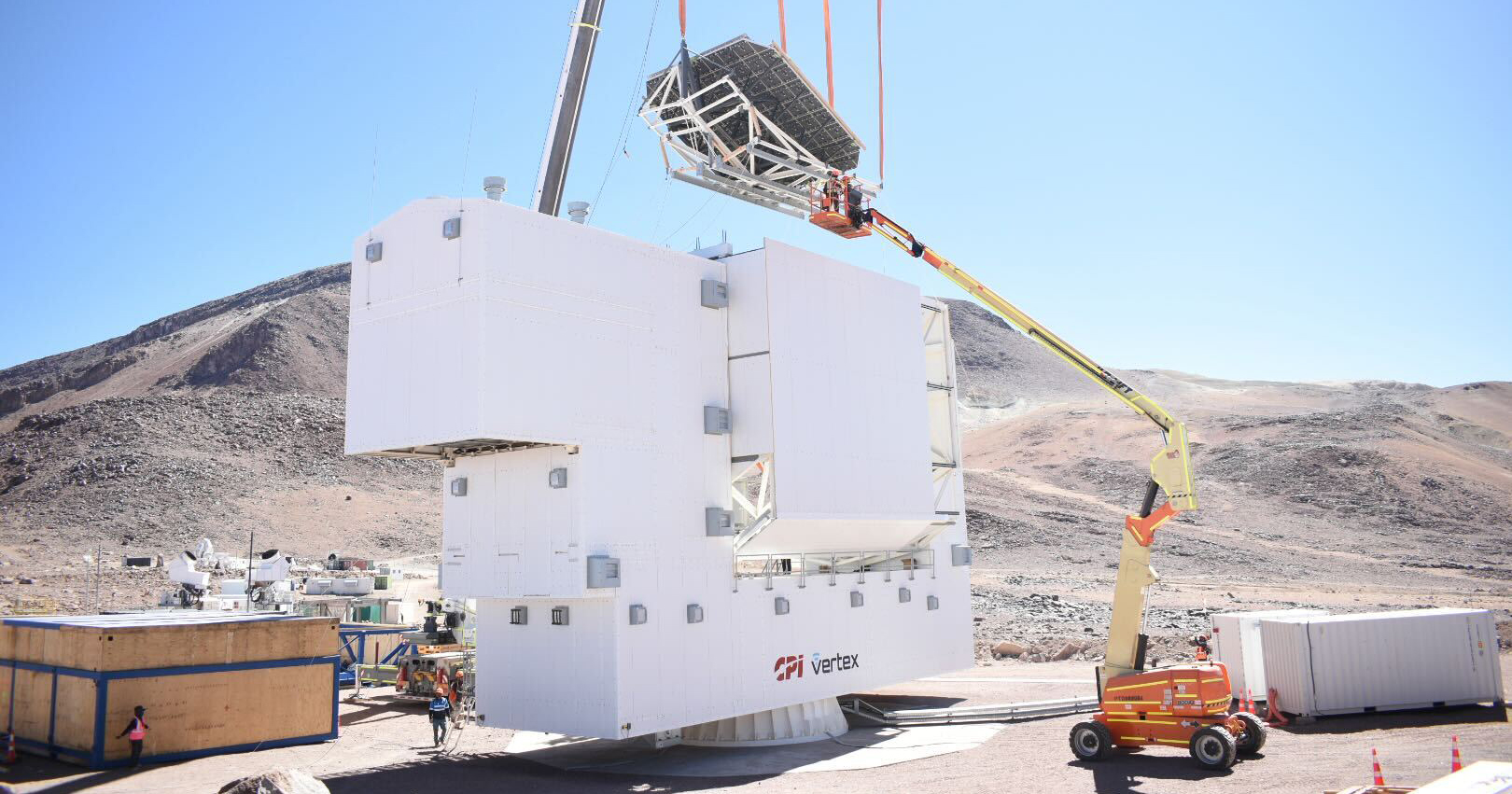 The installation of the Large Aperture Telescope's colossal primary and secondary mirrors (each roughly 6 meters in diameter) successfully took place at the Simons Observatory’s site in Chile in February 2025. The mirror installation is a significant construction milestone for the project.