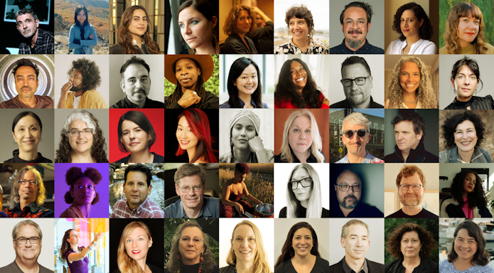 A grid of 45 headshots representing the Open Interval awardees.