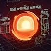 An illustration of a star's cross-section with an overlay of MESA code and charts.