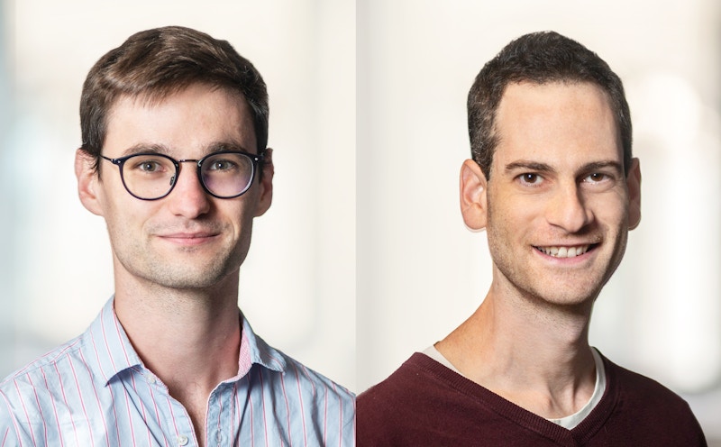 Headshots of Flatiron Institute researchers Valentin Crépel and Ore Gottlieb.