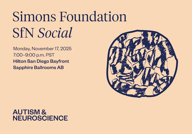Card depicting an abstract image and information about the SfN social event.