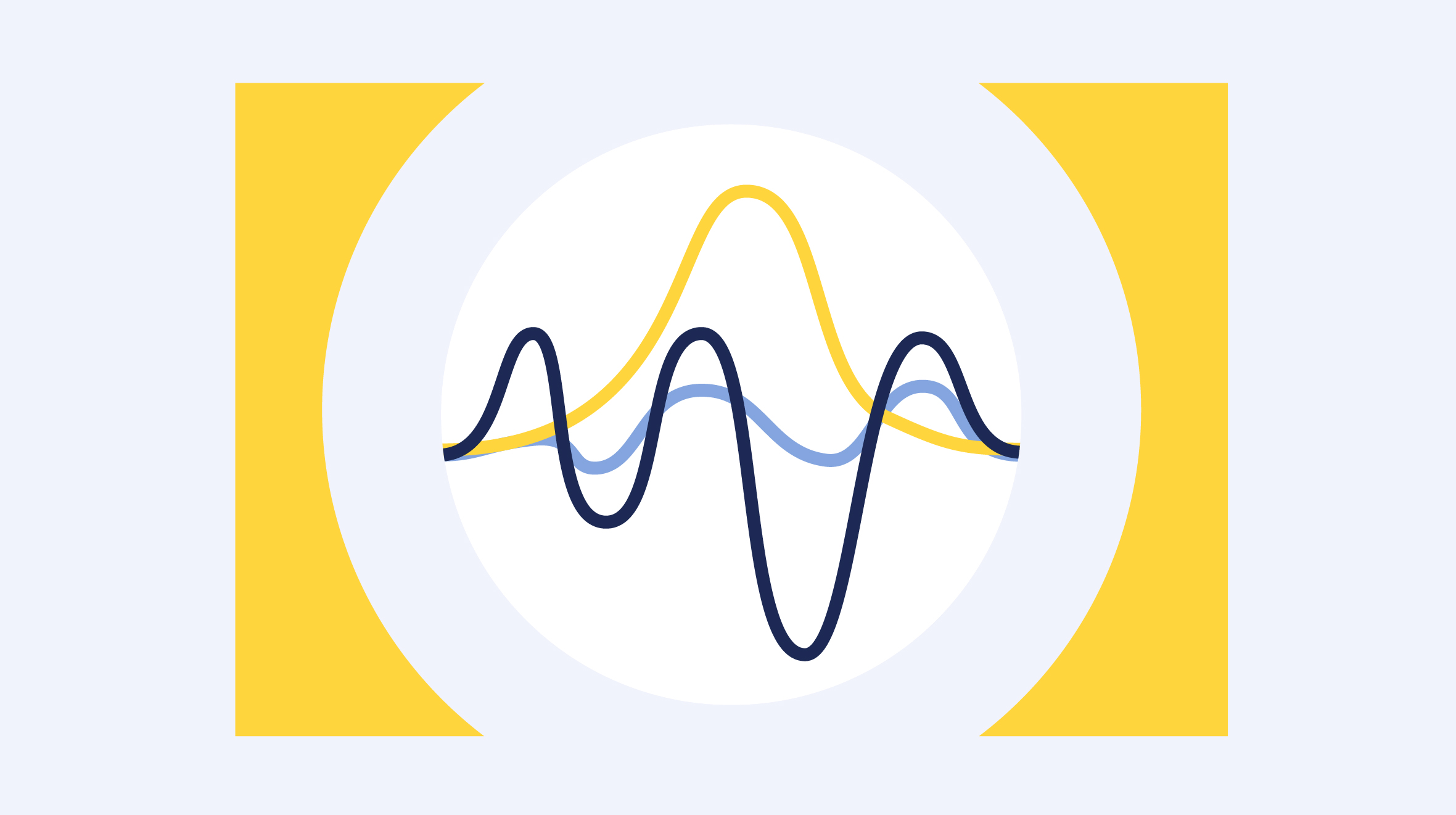 Waves overlapping each other inside a circle.