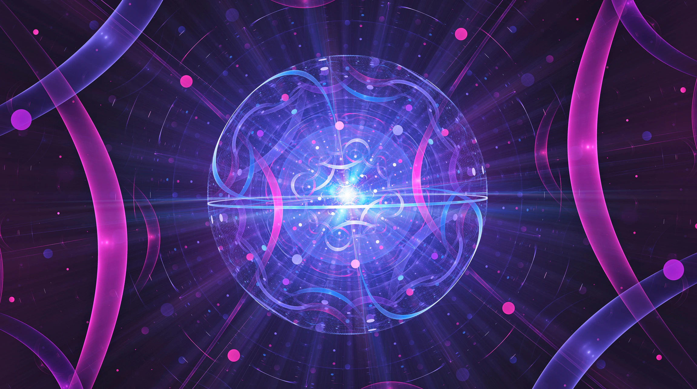 An abstract image that suggests spinning plasma particles confined by strong magnetic fields.