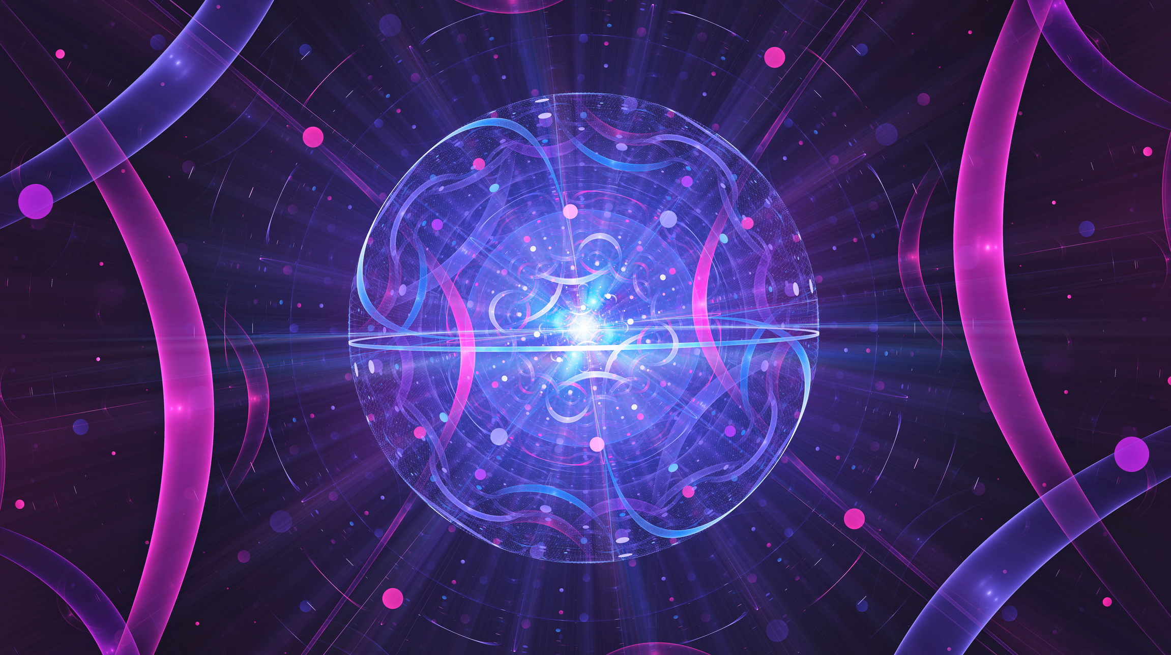 An abstract image that suggests spinning plasma particles confined by strong magnetic fields.