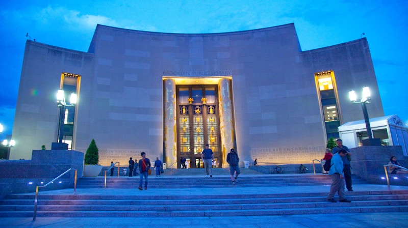 Image of Brooklyn Central Library at night