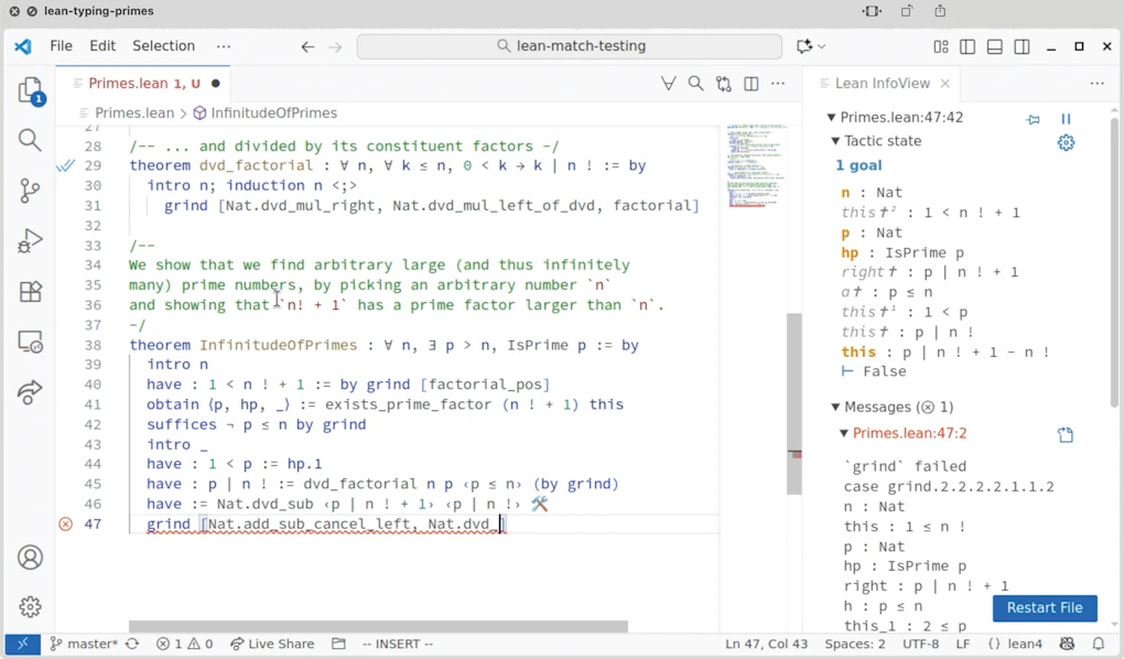 A screenshot of Lean code