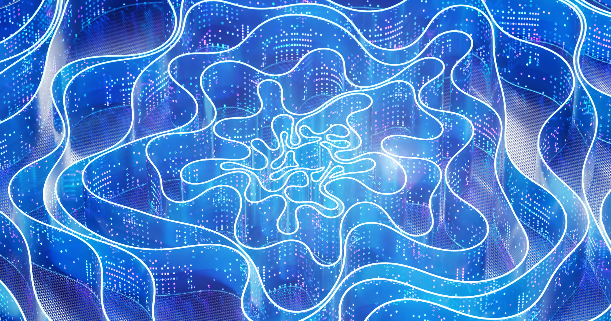 Illustration of a wavy landscape representing software and code.