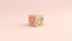 Gender equality concept. Male and female gender icons against pink background. 3D rendering