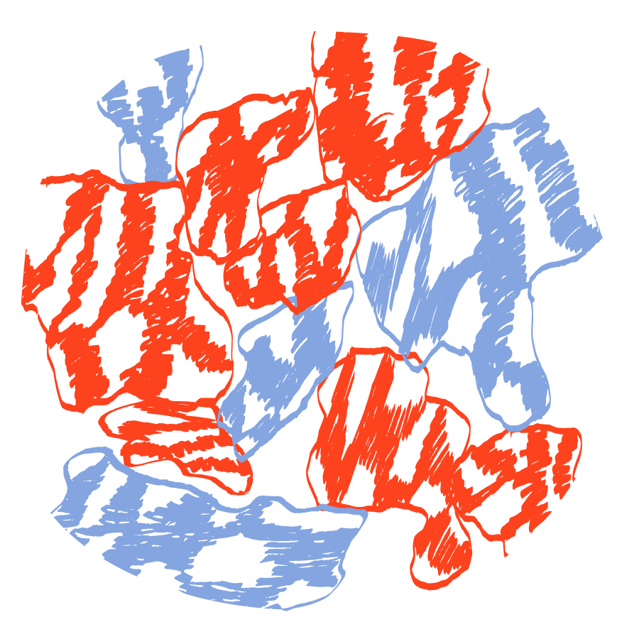 Abstract artist's rendering of chromosomes dividing.