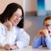 Simons Searchlight Principal Investigator Wendy Chung of Boston Children’s Hospital meets with a participant.